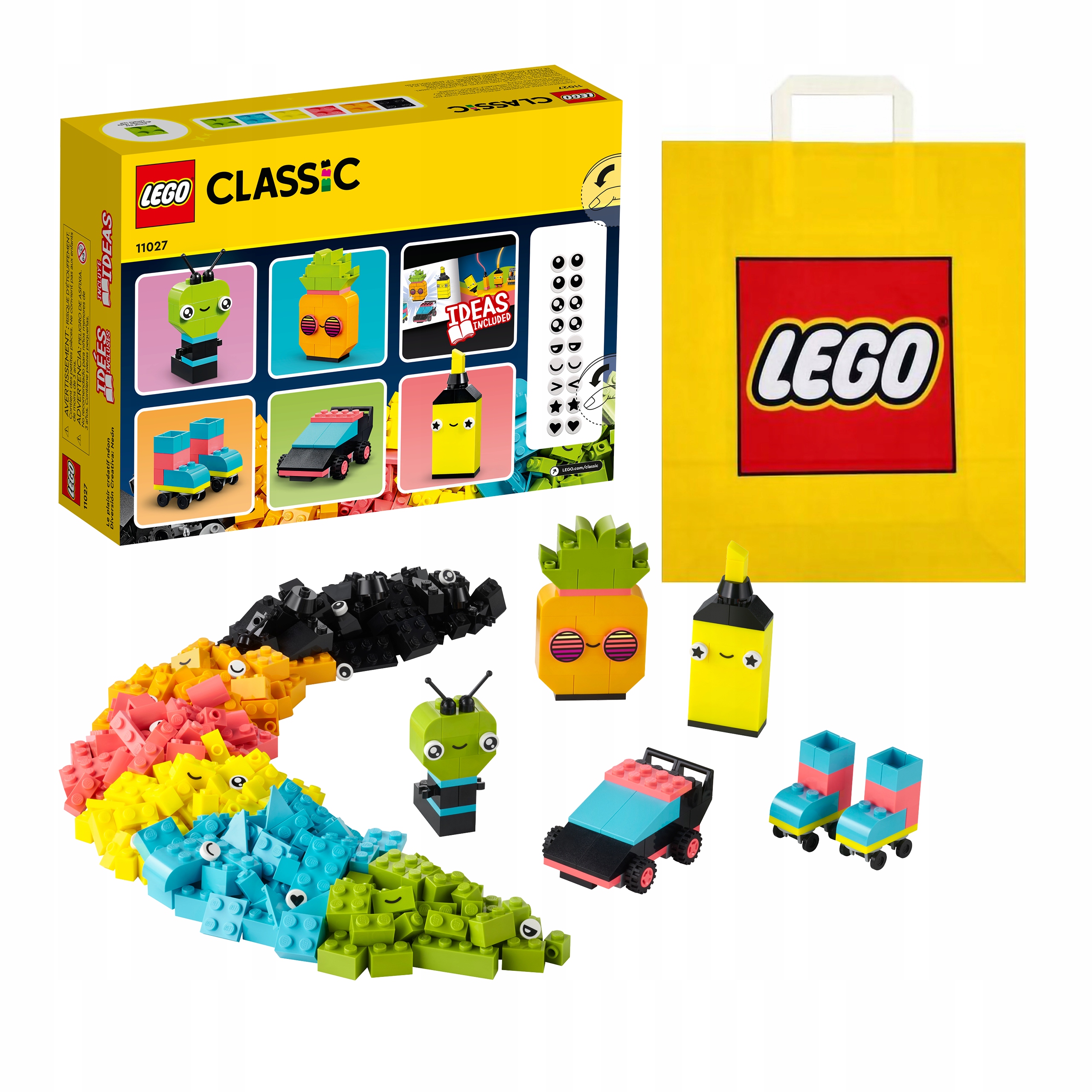 LEGO CLASSIC '11027 - Kreatívna hra s neónovými farbami + Taška LEGO