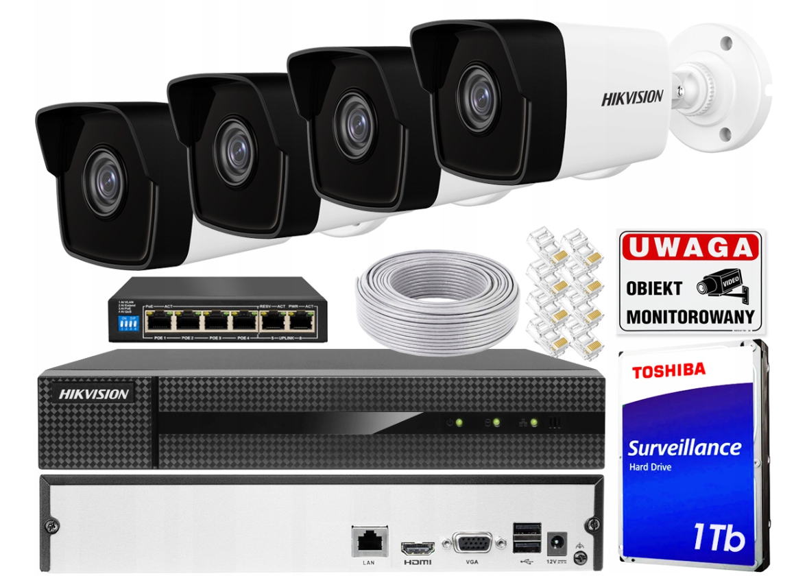 Sada 4 kamer Ip 4Mpx PoE rekordér Hikvision