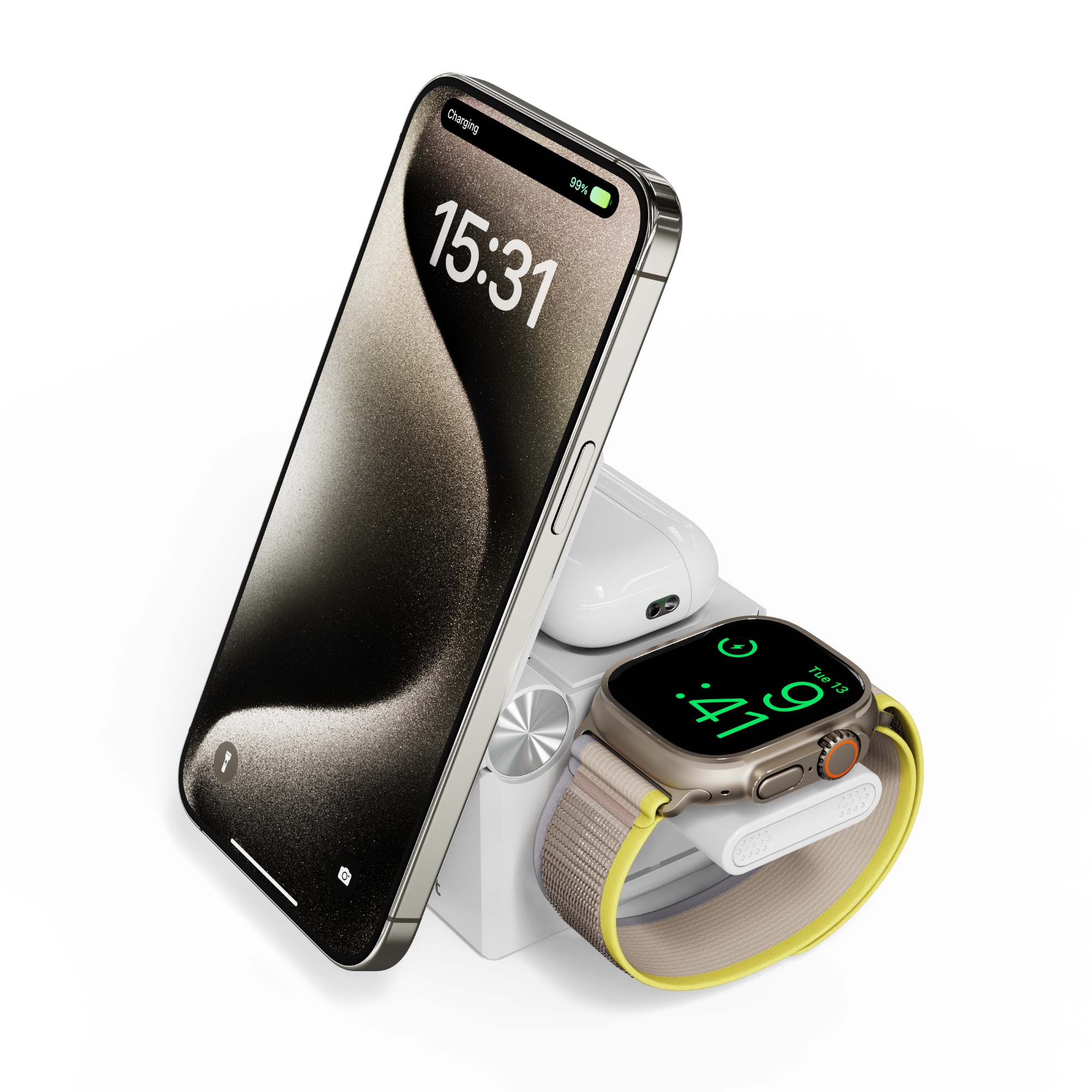 3v1 Bezdrátová magnetická Magsafe nabíječka Cubenest E311 Bílá