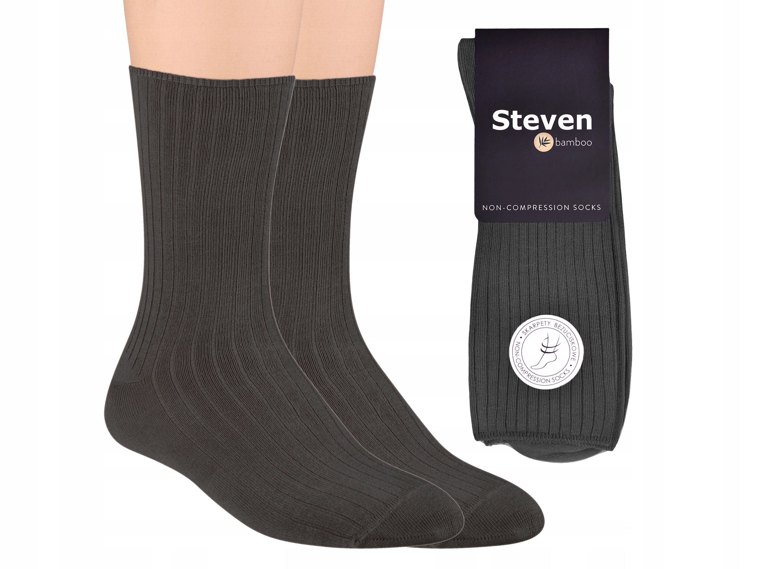 

Steven 165 Skarpety Bezuciskowe Bambus Graf. 44-46
