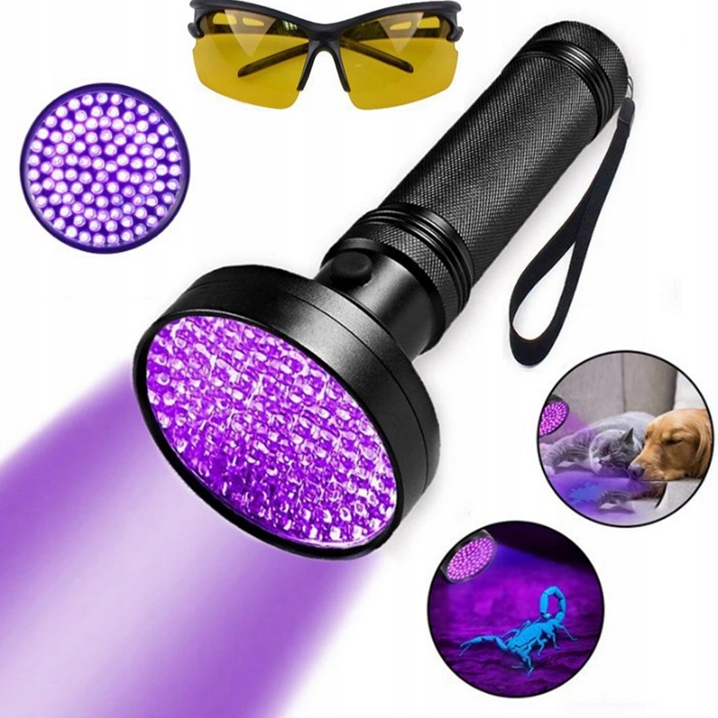 Latarka Uv Ultrafioletowa Bursztyn Mocniejsza 100LED 395 nm
