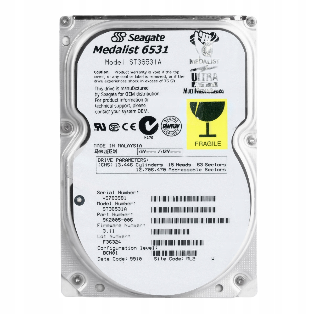 Seagate Medailista 6531 6.5GB 5.4K Ata 3.5'' ST36531A