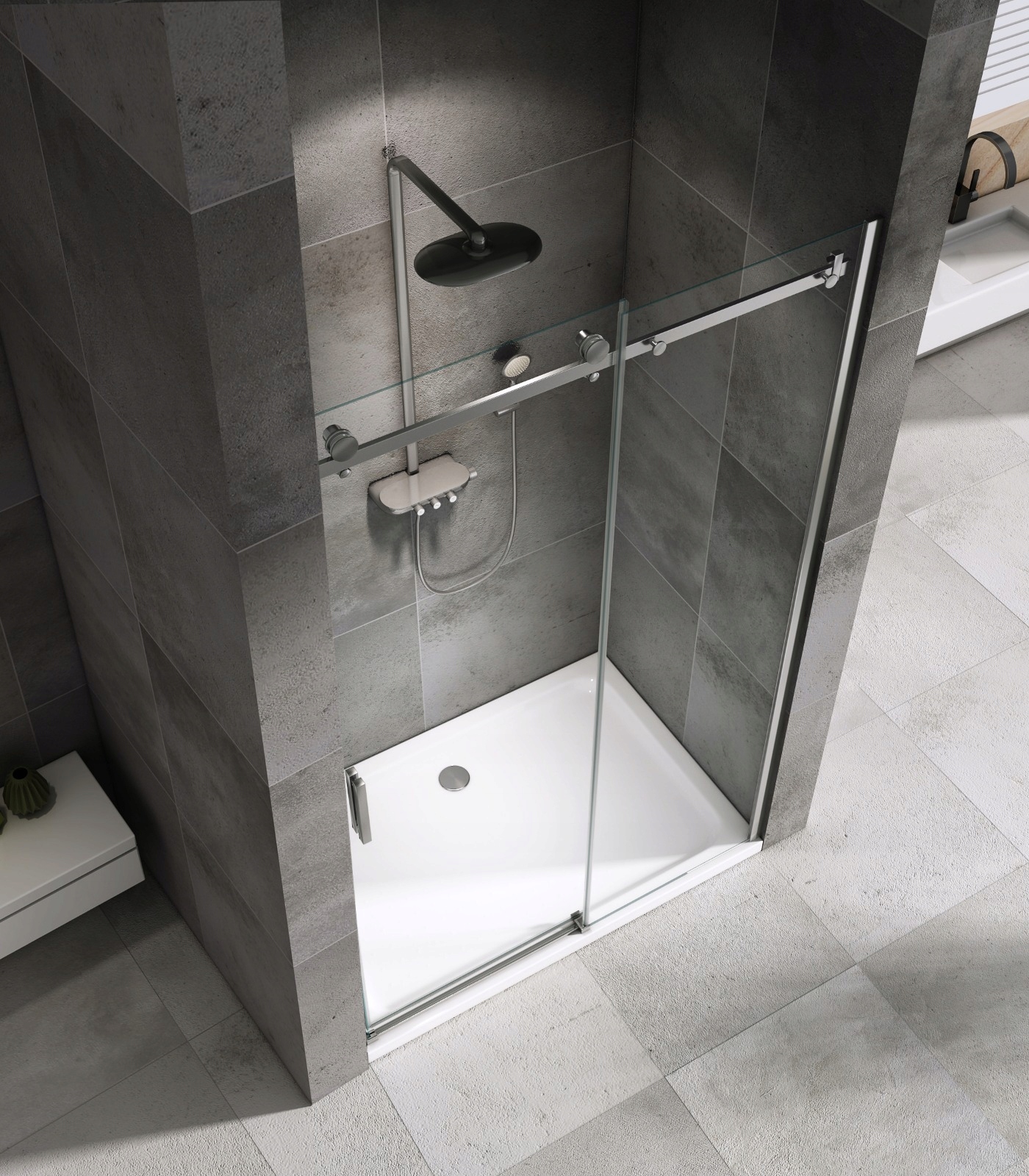 DRZWI PRYSZNICOWE PRZESUWNE DSV200 - LEYDEN - 150 cm Szerokość produktu 150 cm