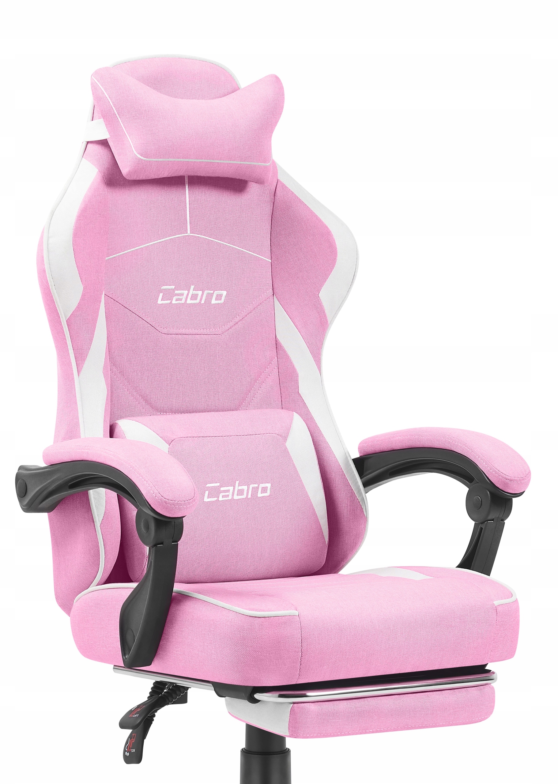 Fotel gamingowy Cabro C502 różowo-biały tkanina