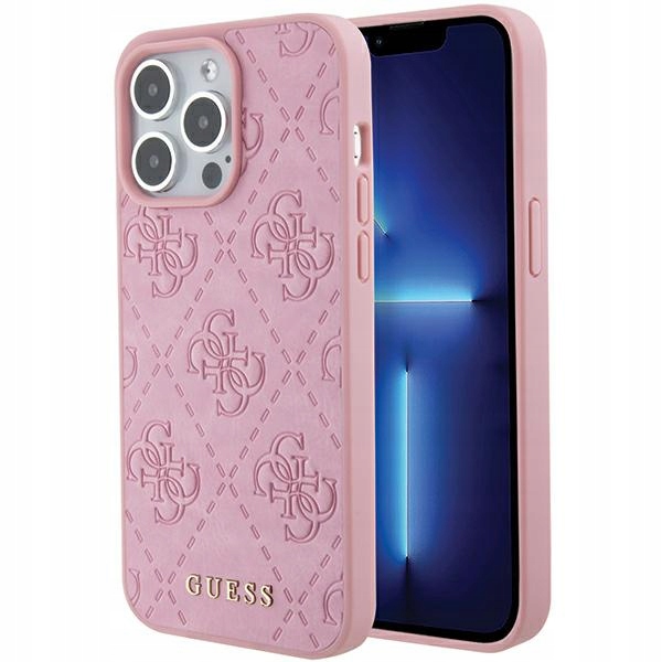 Guess GUHCP15LP4EPMP iPhone 15 Pro 6.1" růžový/pink hardcase Leather 4G Sta