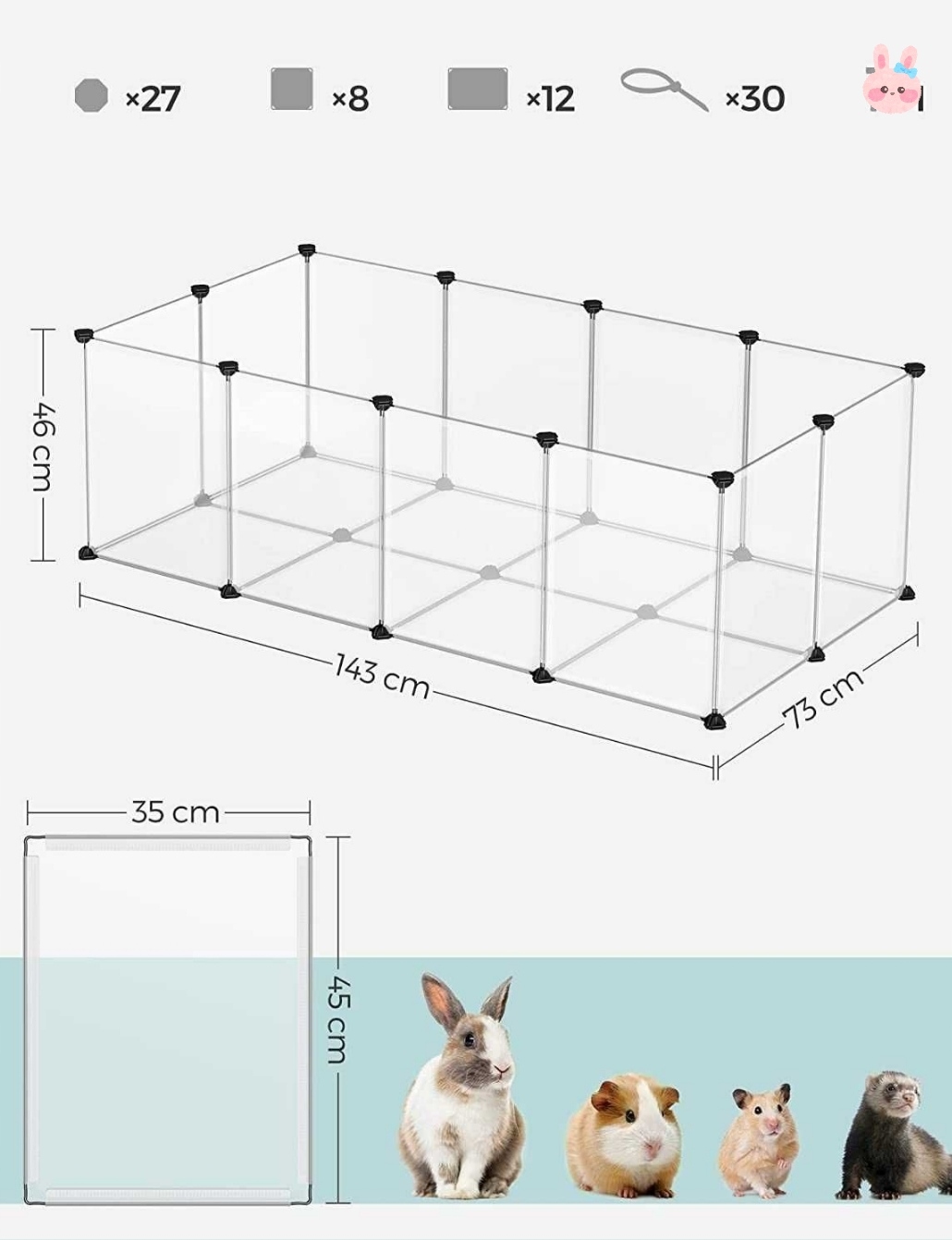 Výběh s podlahou pro králíka