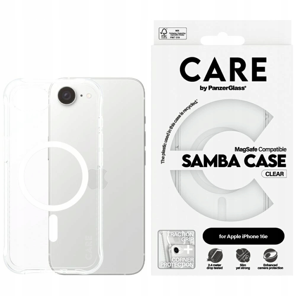 Pouzdro Care od PanzerGlass Fashion MagSafe pro iPhone 16e průhledné