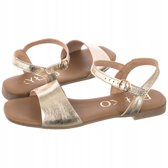 

Buty Damskei Sandały Skórzane Ryłko Złote 0AFP5