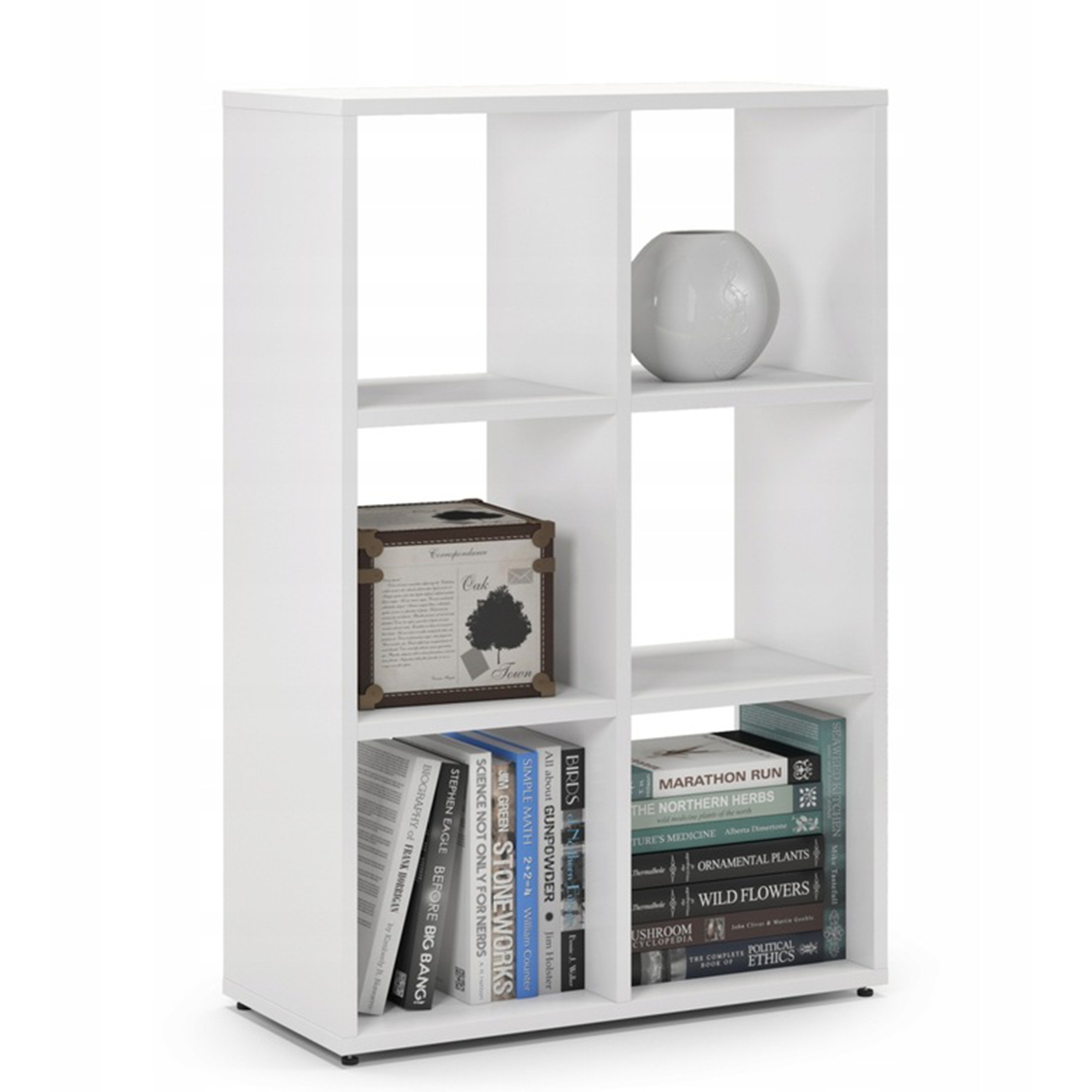 Biały Regał Modułowy Komorowy 100 cm Pionowy 6 Półek Szafka Podłogowa