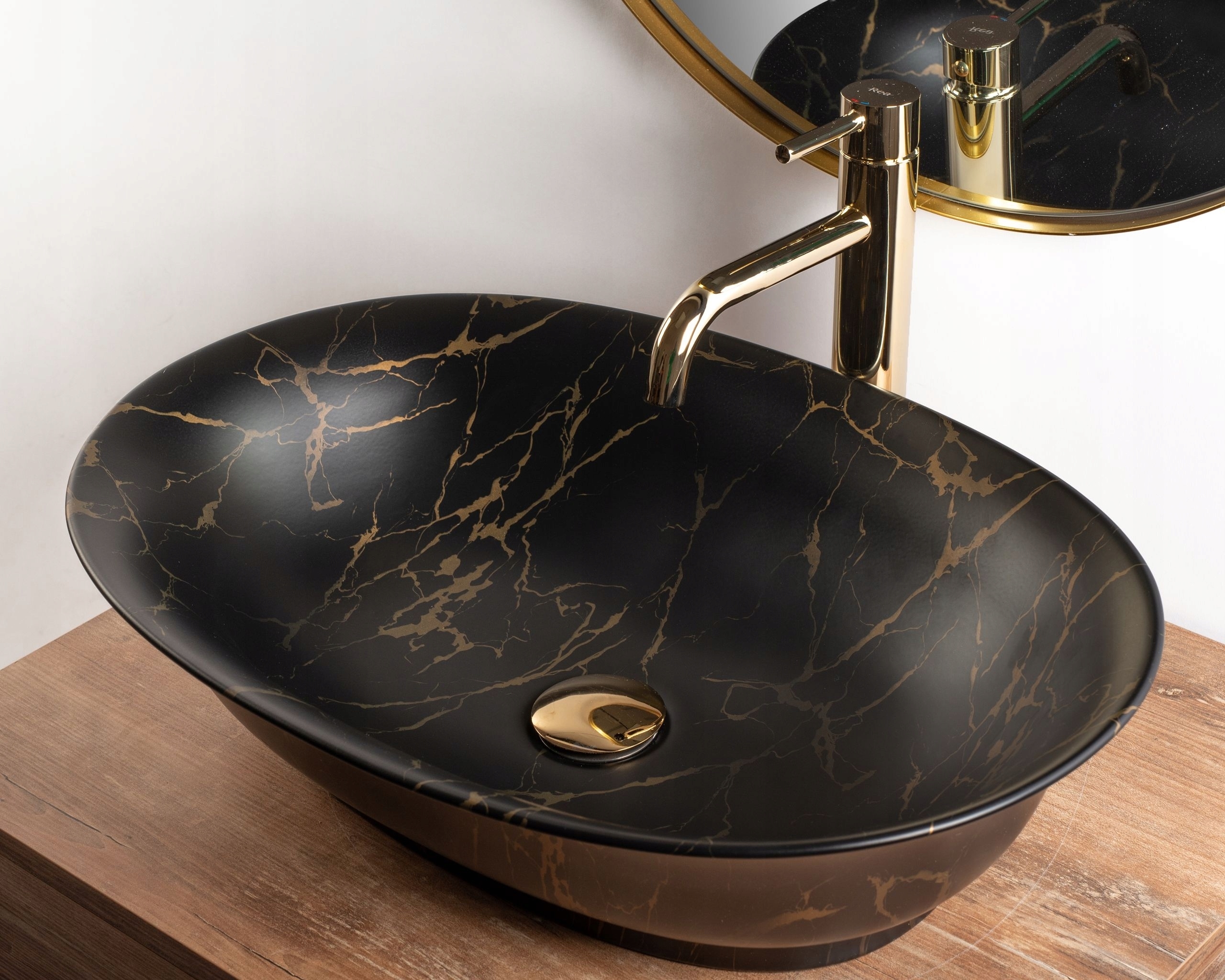 Fekete arany márvány asztali mosdókagyló Roma Rea Gyártói kód REA-U5609