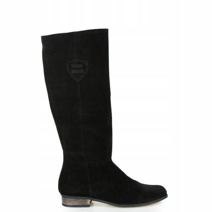 Černé Ploché Kožené Kozačky Handmade 38