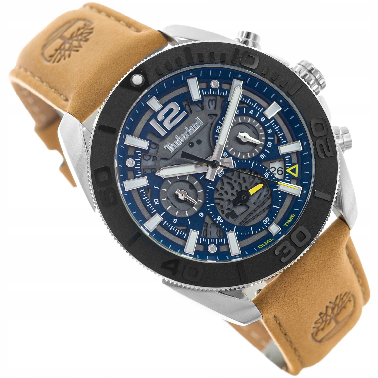 Pánské Hodinky Timberland TDWGF0041701 Marshfield Hnědé S Řemínkem Dual Time