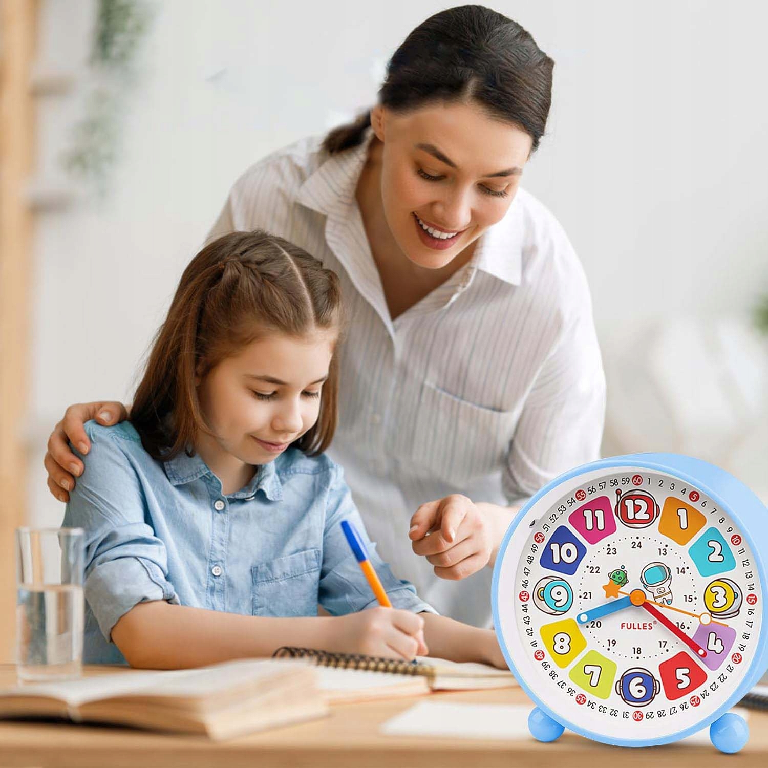 ZEGAR BUDZIK EDUKACYJNY DLA DZIECI Z LAMPKĄ NOCNĄ PREZENT Szerokość całkowita 11 cm