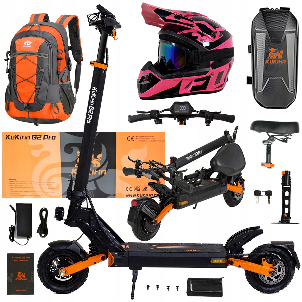 Składany Pojazd Elektryczny Kukirin G2 Pro 1000W 48V 15.6AH 45KM/H +Prezent