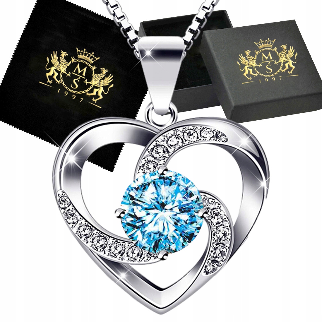 Naszyjnik Srebrny Srebro 925 Serce Wisiorek z Zawieszką Dla Żony