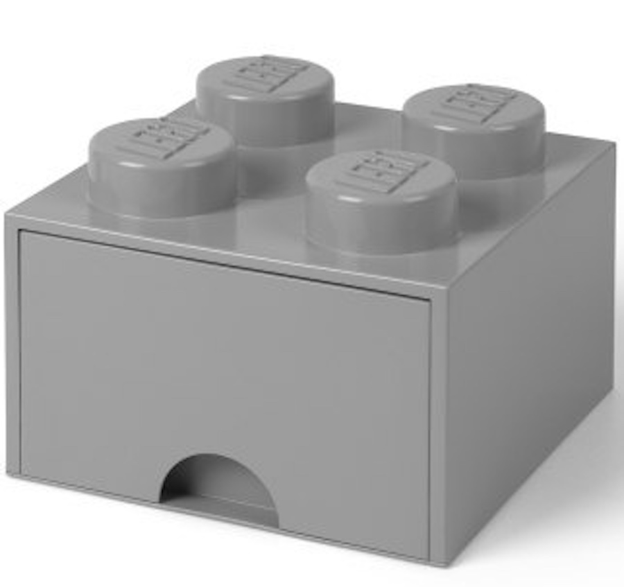 Lego Krabička S Zásuvkou Klocek 4 Kontejner 2x2 Brick Krabička Velká Šedá