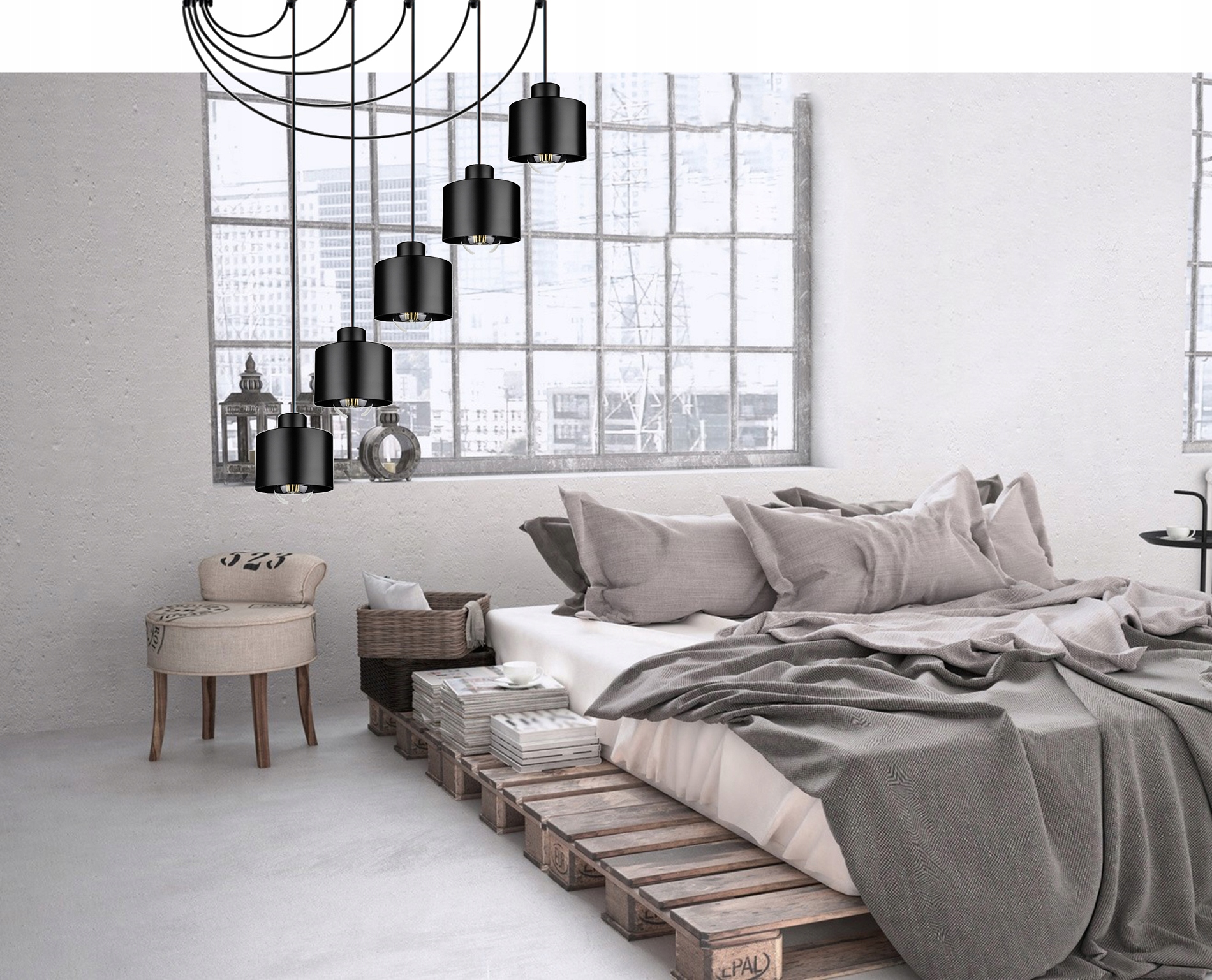 ŻYRANDOL LAMPA WISZĄCA SUFITOWA PLAFON LED E27 LOFT PAJĄK 5 SALON SYPIALNIA Kolekcja SUFITOWA