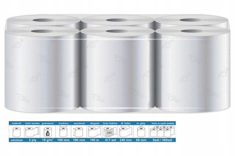 Levně Maxi Papírový Ručník, 100% Celulóza, 100M/19Cm, Balení Po 6 Ks Bhp Hic 81