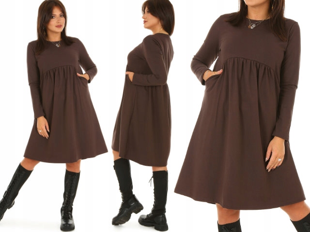 

F606 odcinana Sukienka oversize kieszenie