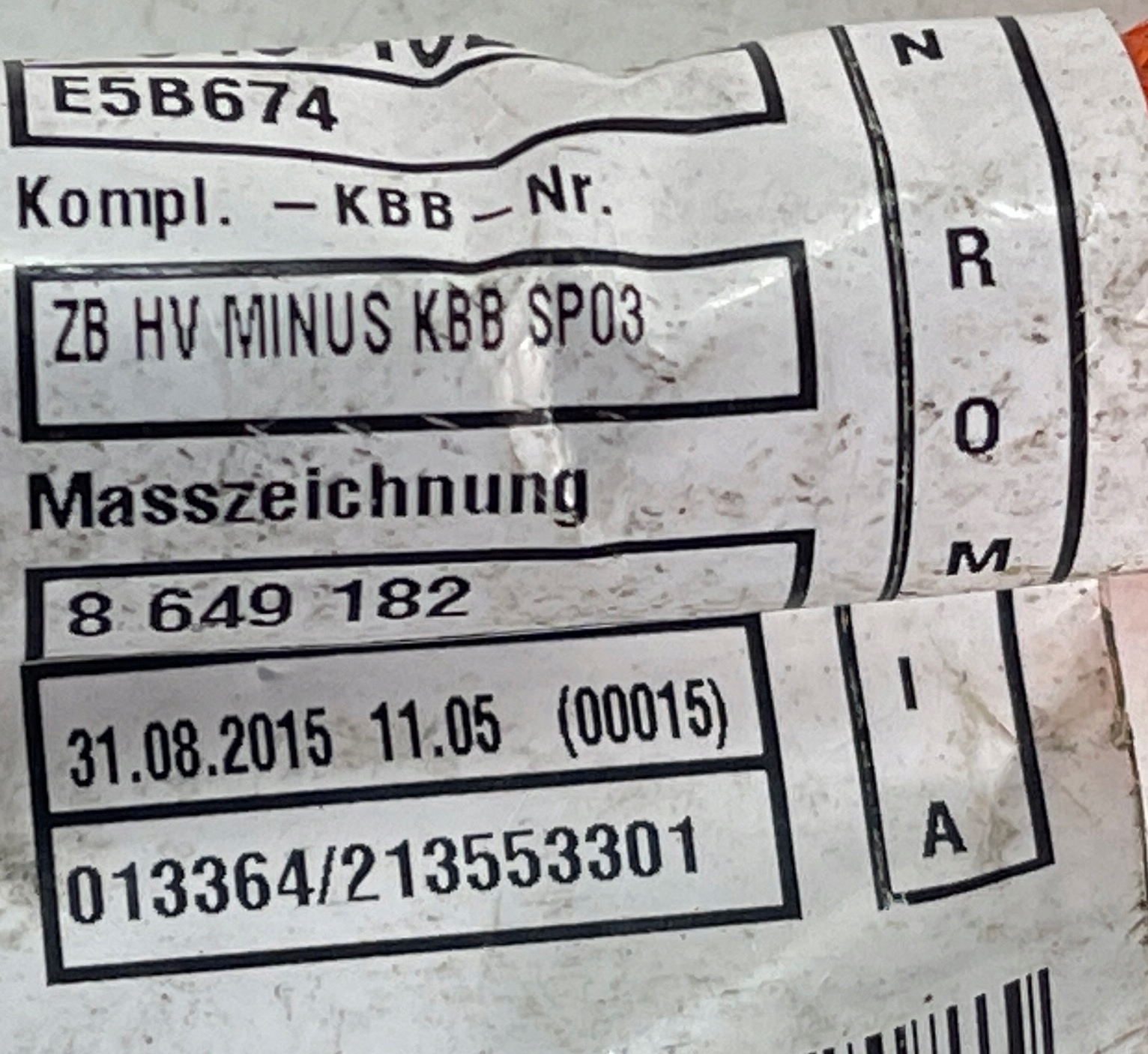 BMW E61 X6 KABEL minus BATERII 8649182