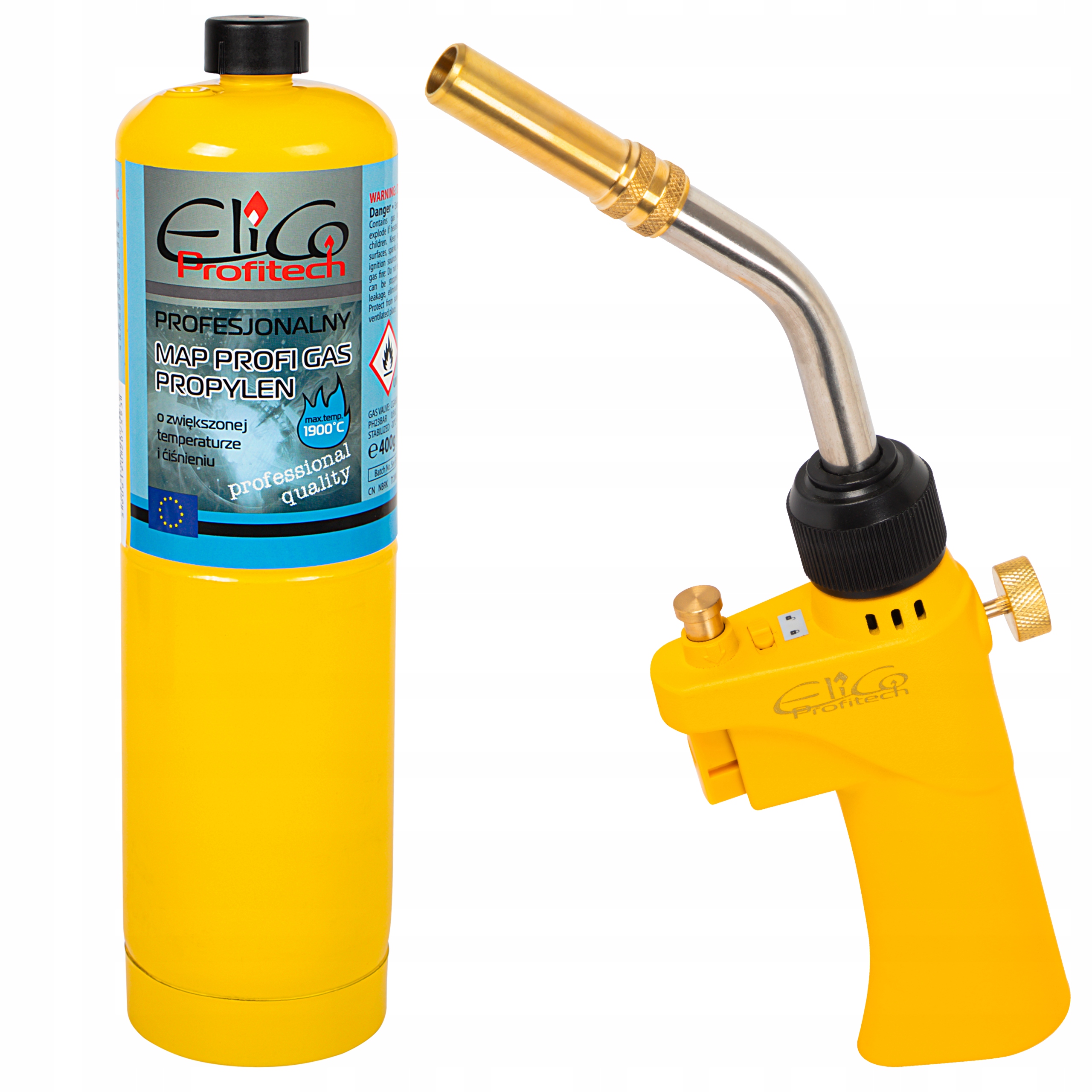 Plynový Hořák ElicoTech 3080W Kartuše Propylen Map Gas Pro Mapp 1" 400G