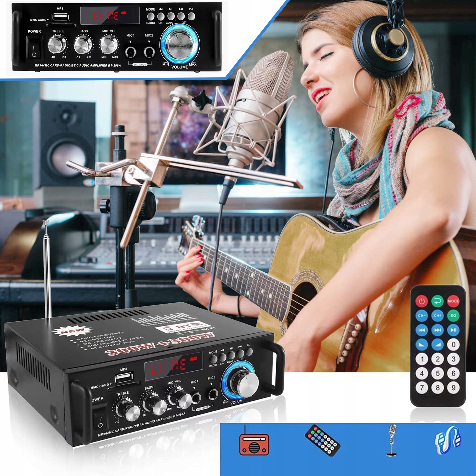 Wzmacniacz HiFi Kina Domowego Surround BT 5.0 FM Marka Bedee