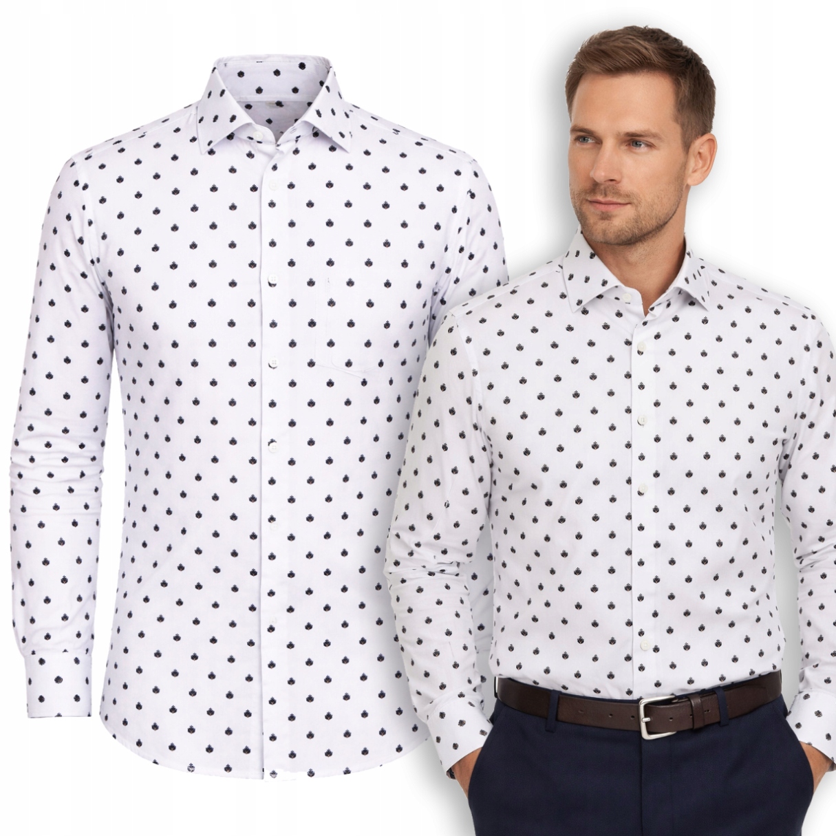 Koszula męska Biała Victorio Bawełna rozmiar Regular 3XL Cyfrowy Nadruk