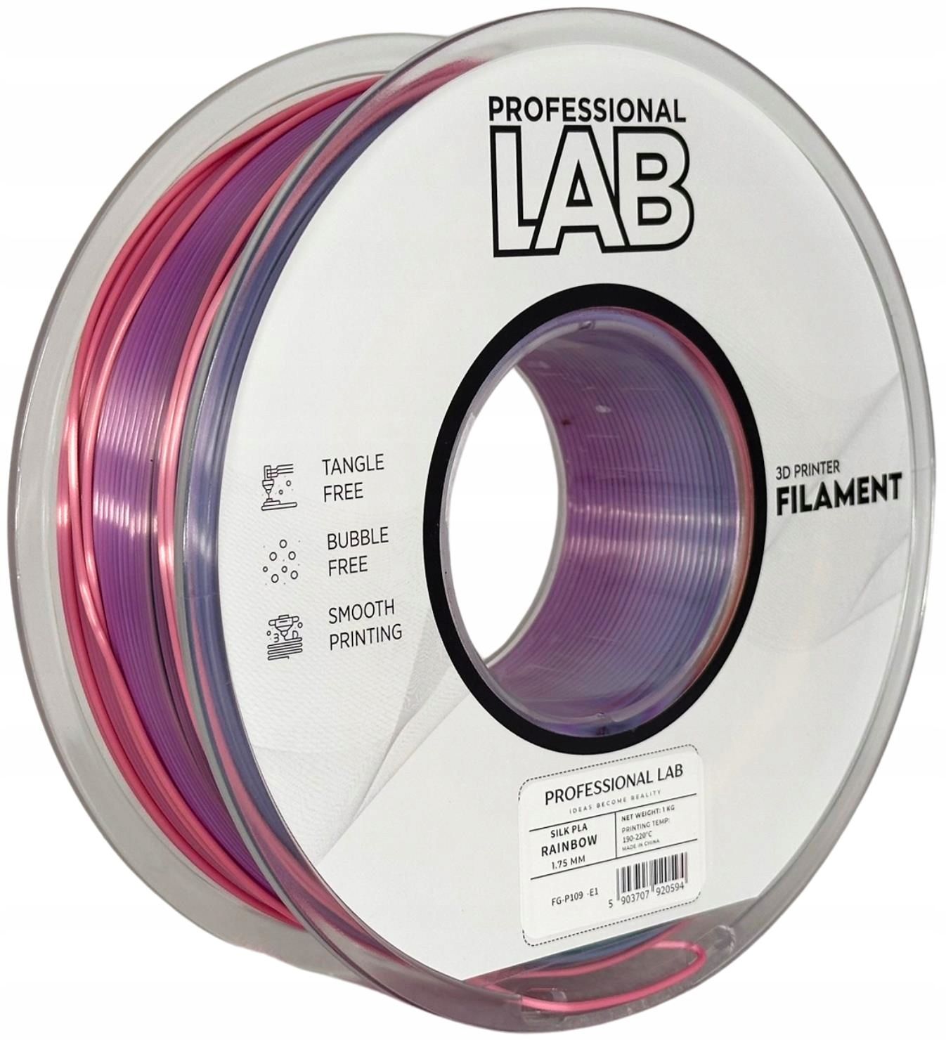 Filament Silk PLA Professional Lab 1,75mm 1kg tęczowy