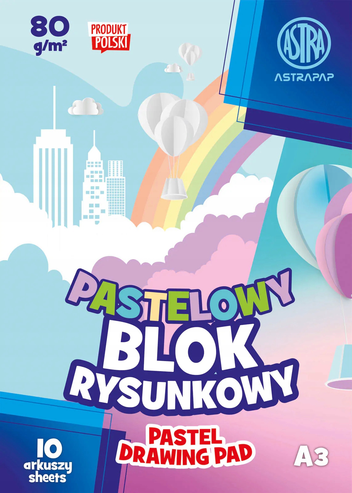 Astra BLOK RYSUNKOWY PASTELOWY A3 10 kartek 80g