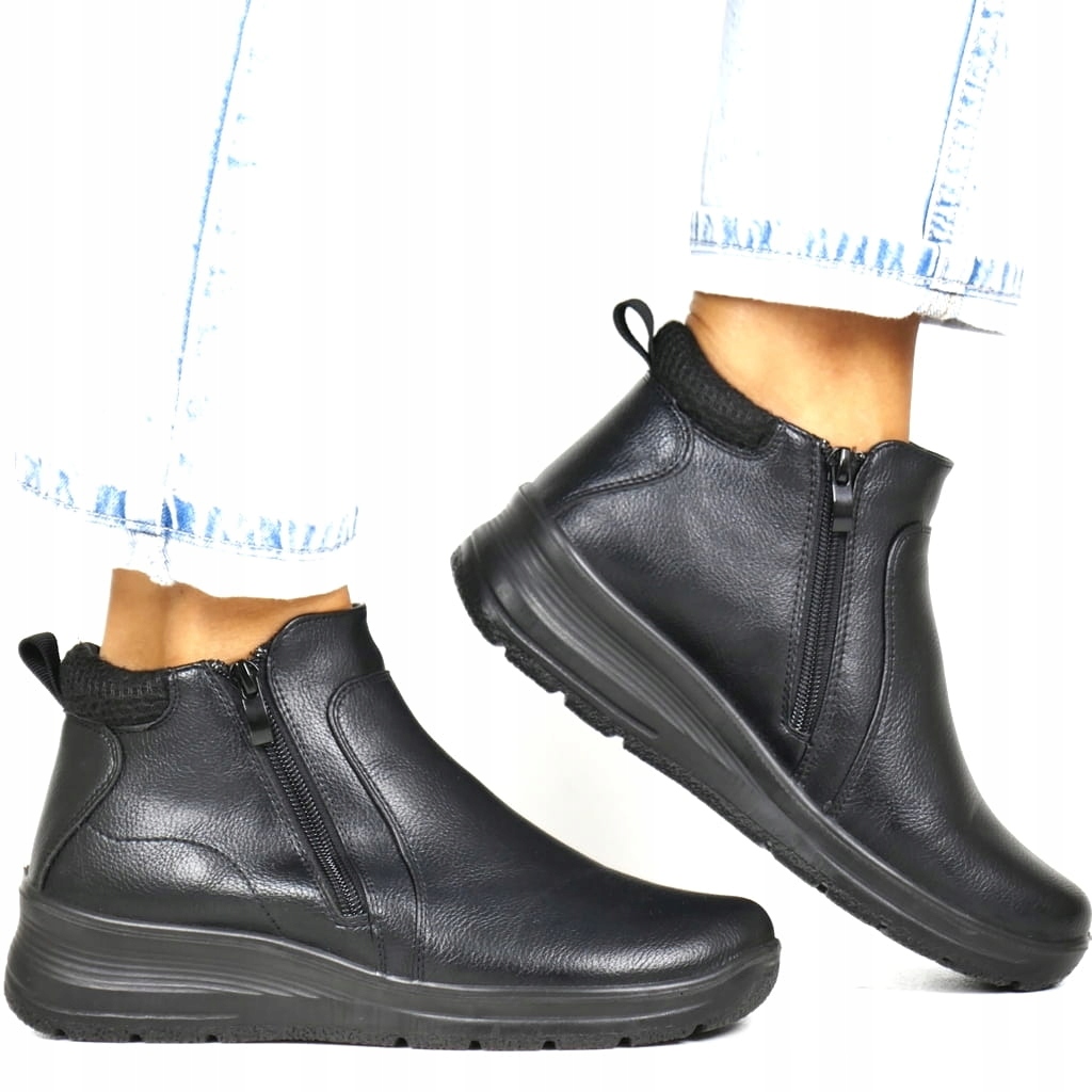 Černé Kotníkové Boty Na Koturně, Zateplené, Teplé Zimní Boty Nad Kotník, Módní Černá Barva