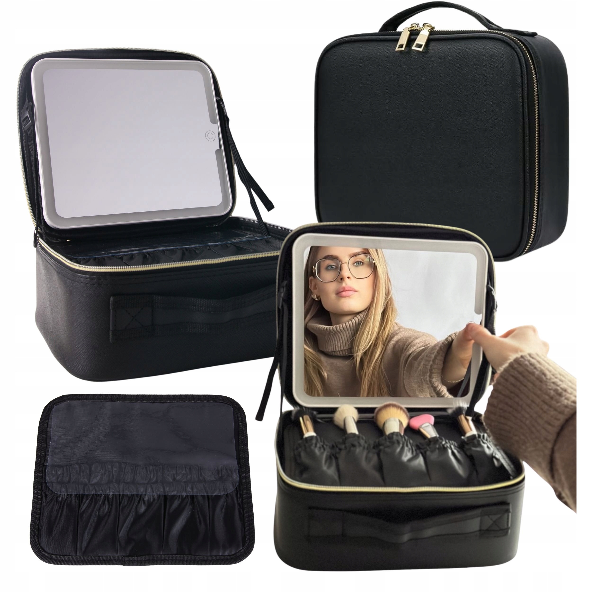 Kosmetická Taška Kufřík Organizér Na Kosmetiku Velká s podsvíceným zrcátkem