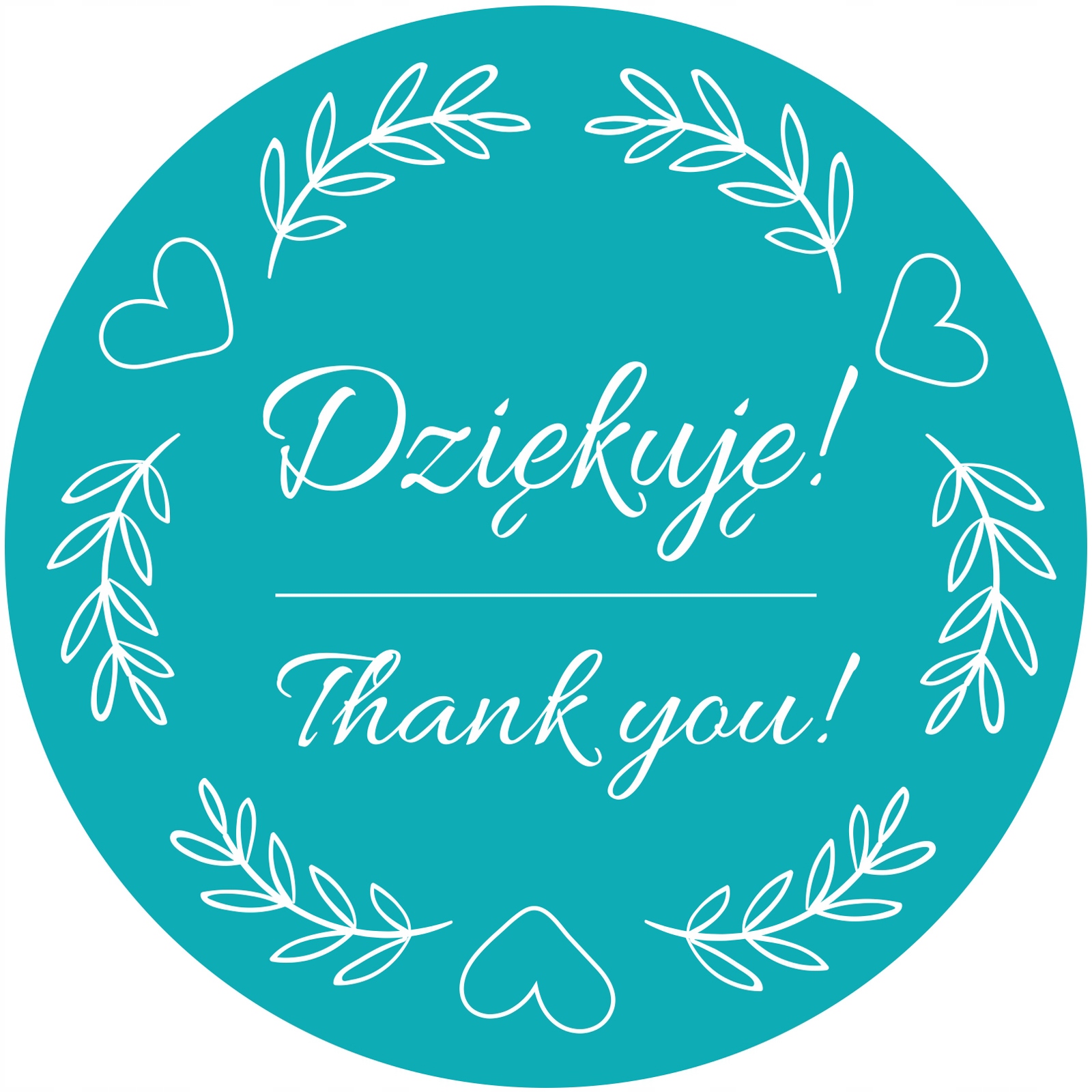 

Naklejki Etykiety Dekoracyjne Dziękuję 5cm 500 szt