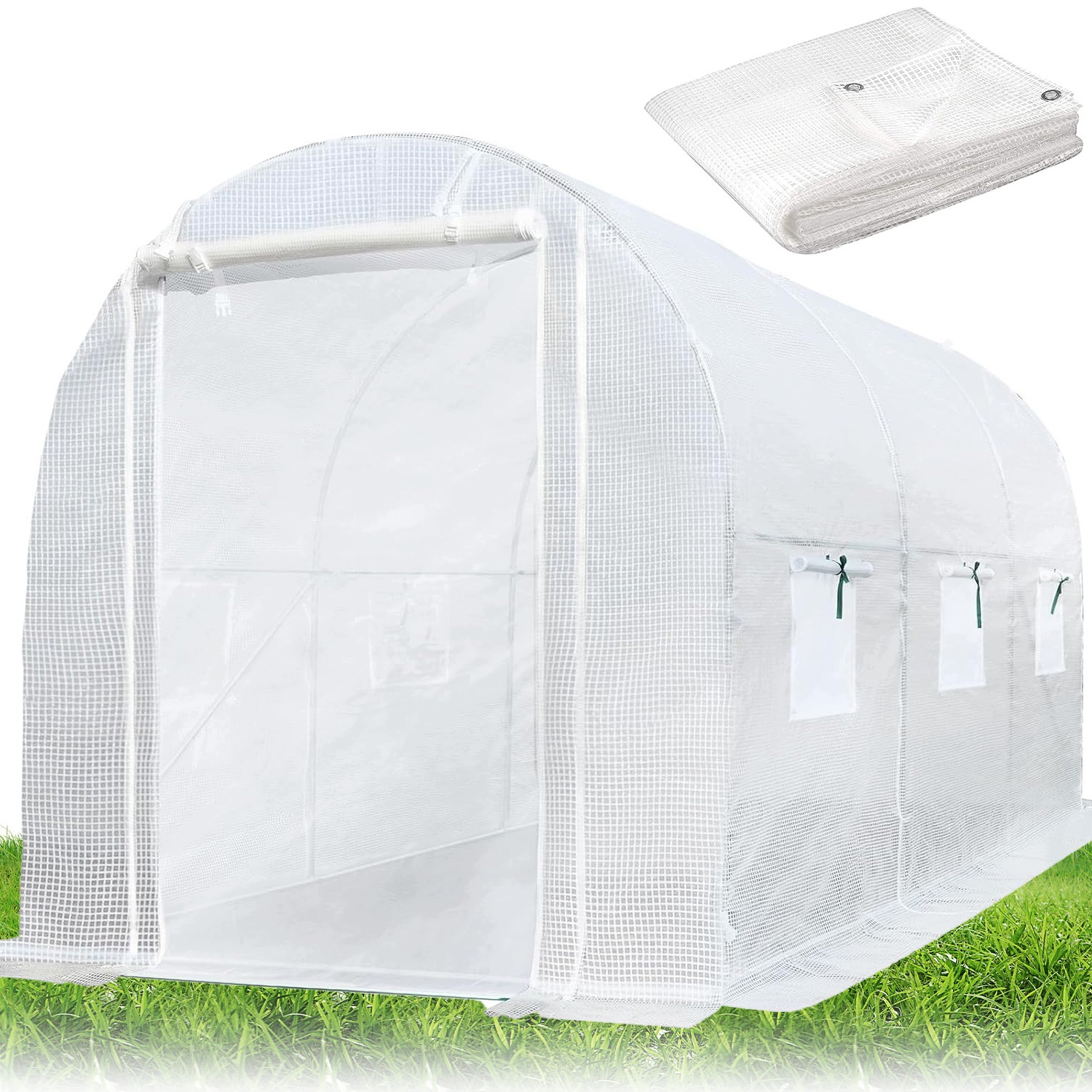Fóliový skleník Pe bílý s velkými dveřmi pro zeleniny a květiny 3x2x2 m