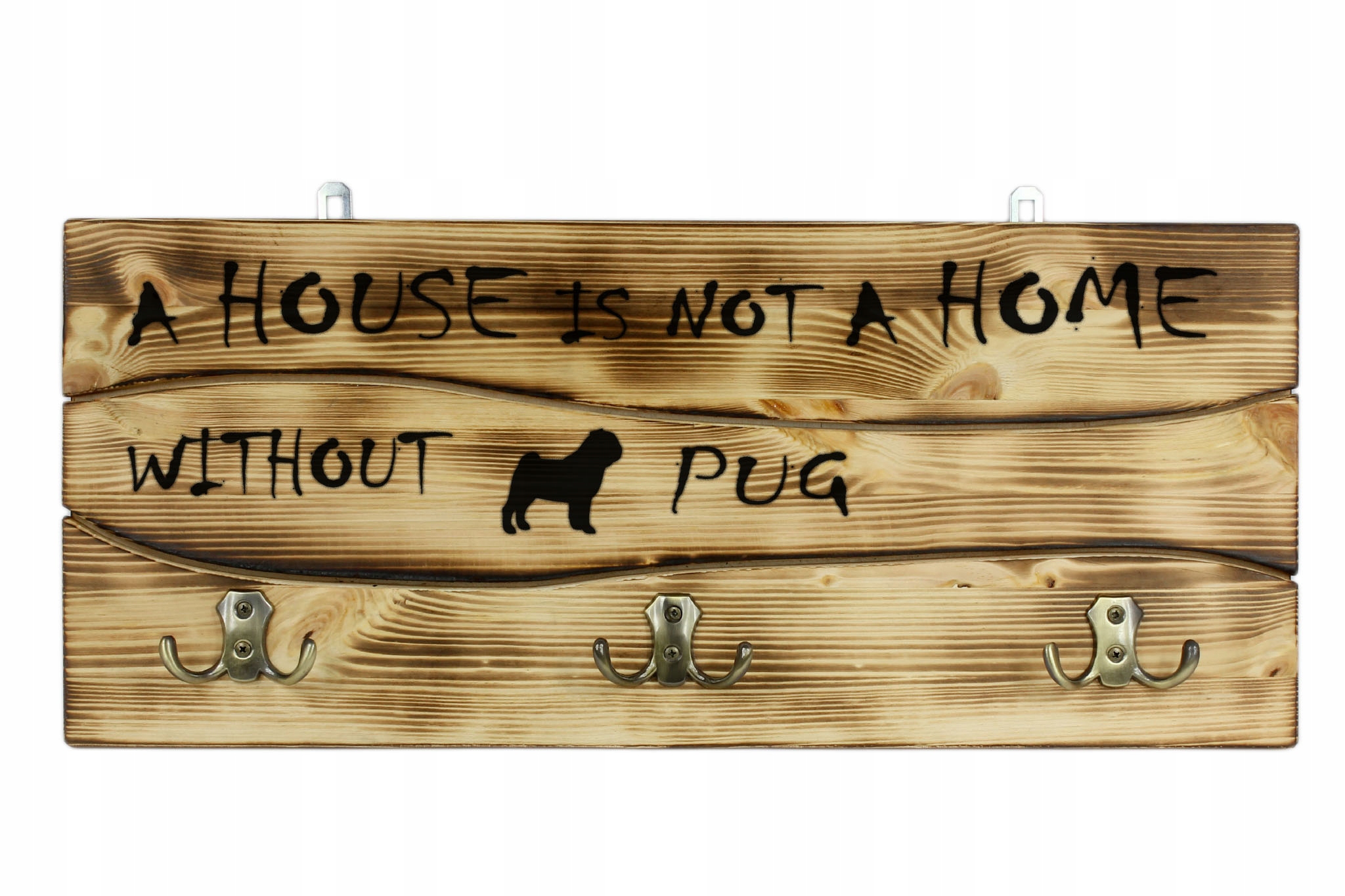 Mops, Pug, drevený vešiak na bundy, vodítko, doplnky, psie medaily