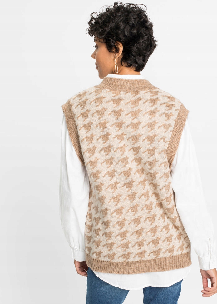 BONPRIX BEZRĘKAWNIK DAMSKI SWETERKOWY oversize R.S J129113 Marka Bonprix