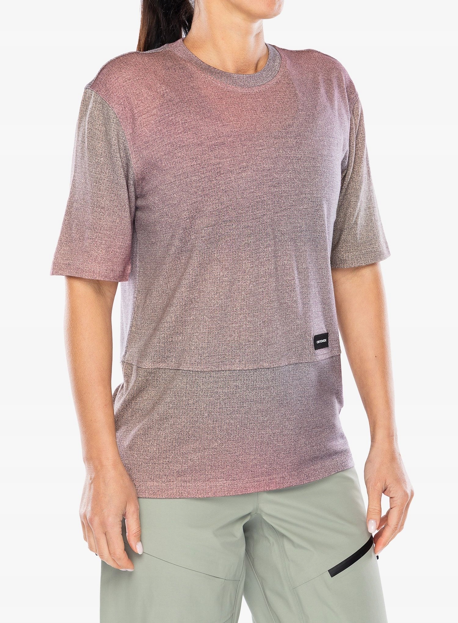 Dámské merino tričko Ortovox 185 Merino Patch Print Ts aop dawn rose Xs