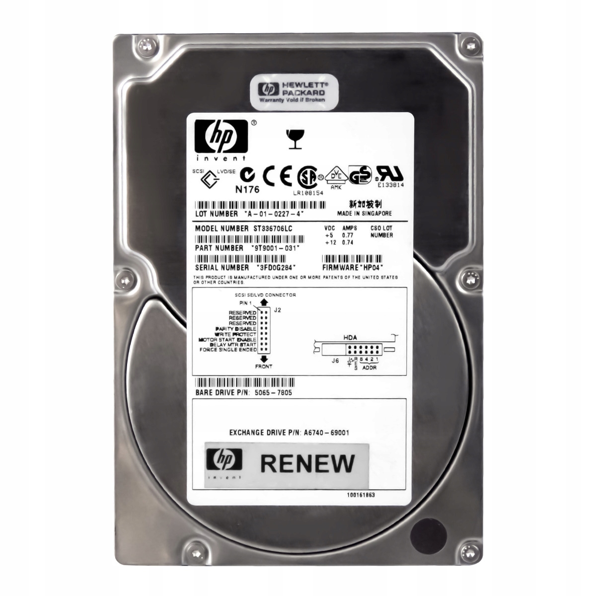 Hp A6740-69001 5065-7805 36GB 10K Scsi U160 3.5'' ST336706LC