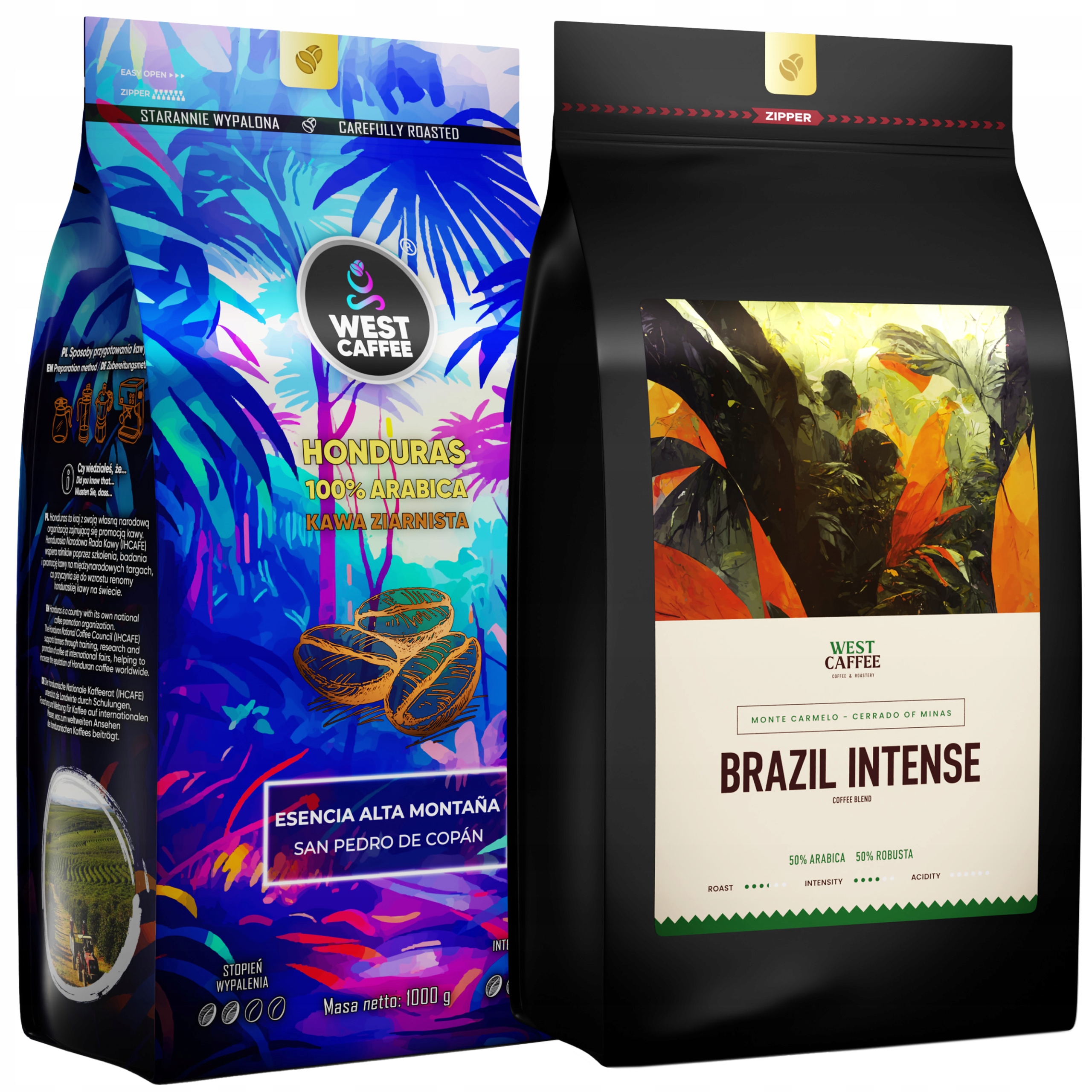 Levně Káva Zrnková Honduras Brazil Intense Set 2KG Čerstvě pražená