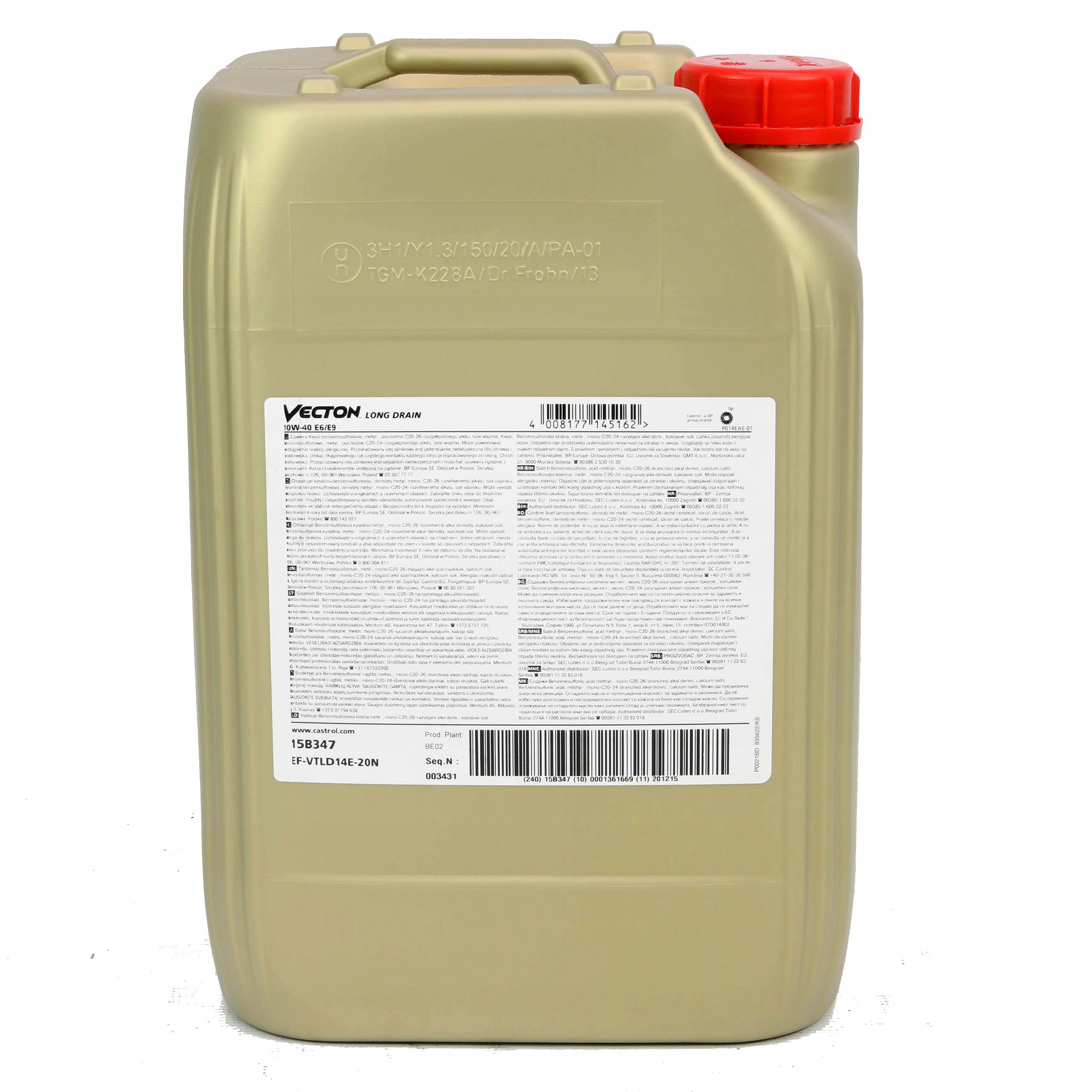 OLEJ 10W-40 VECTON LONG DRAIN E6/E9 20L Producent Castrol