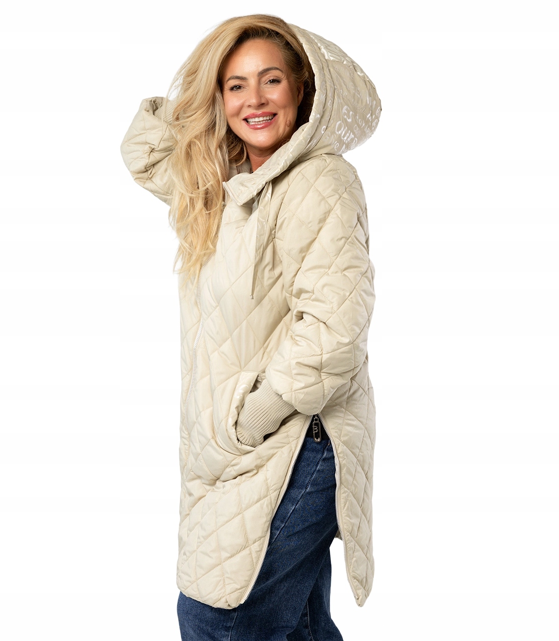 Dámská Zimní bunda Luna, dlouhá, prošívaná, s kapucí zateplená, velikost M