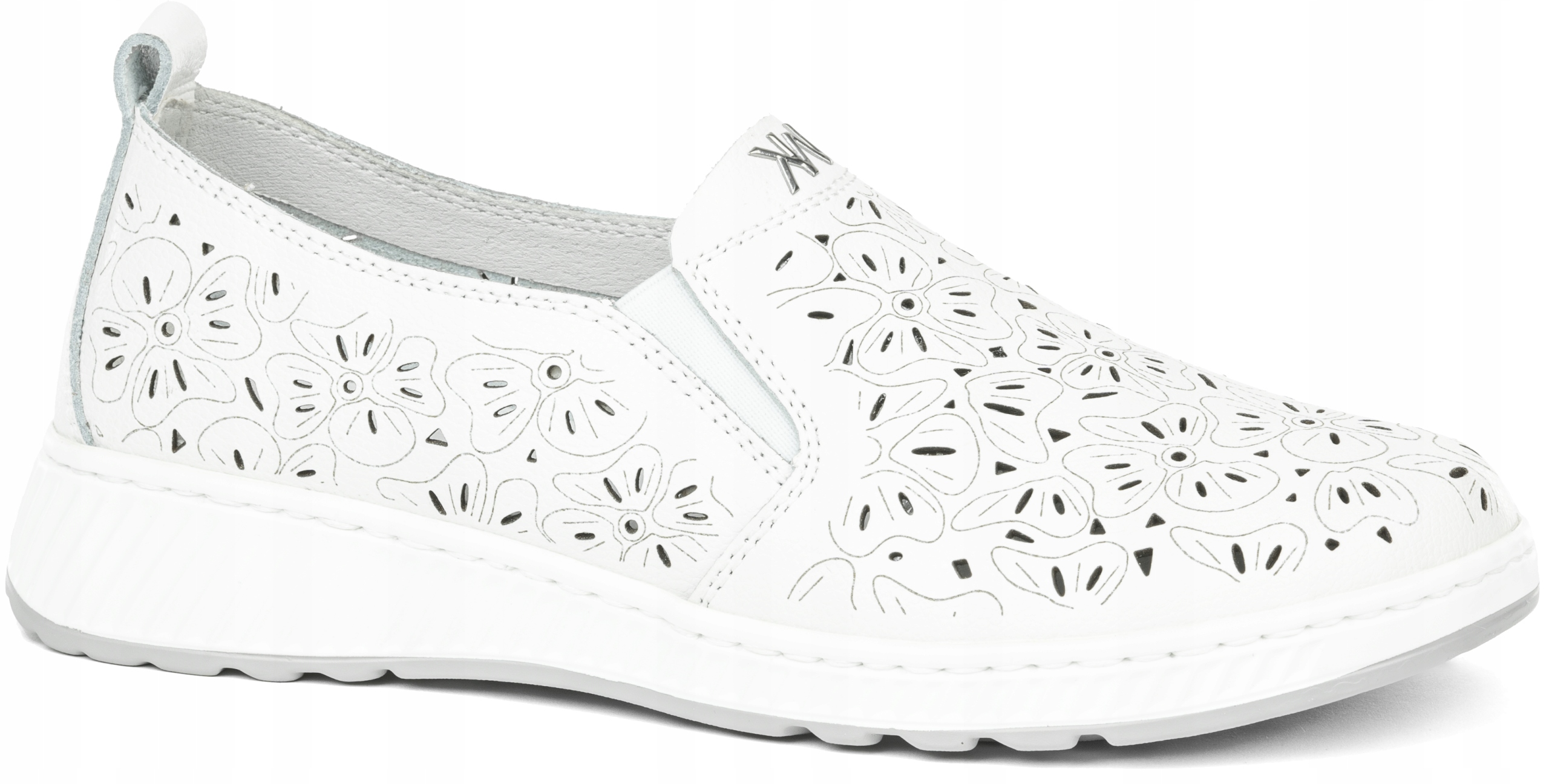 Dámské kožené polobotky Ažurové bílé nazouvací lehké Wojtyłko 40