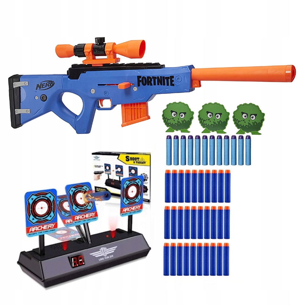 

Nerf Fortnite Basr Snajperka +elektroniczna Tarcza