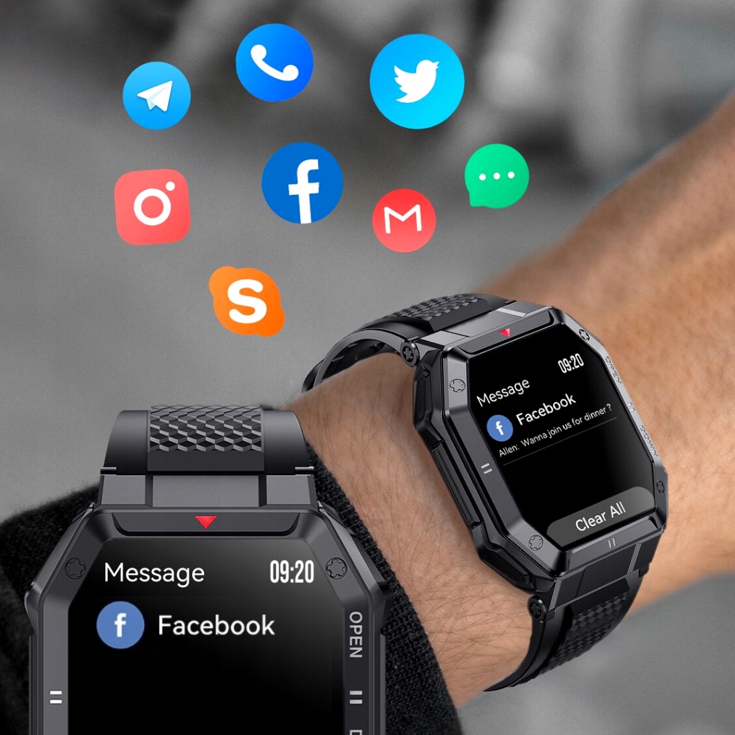 SMARTWATCH MĘSKI ZEGAREK POLSKIE MENU WODOODPORNY ROZMOWY MILITARNY FIT PL Model inny