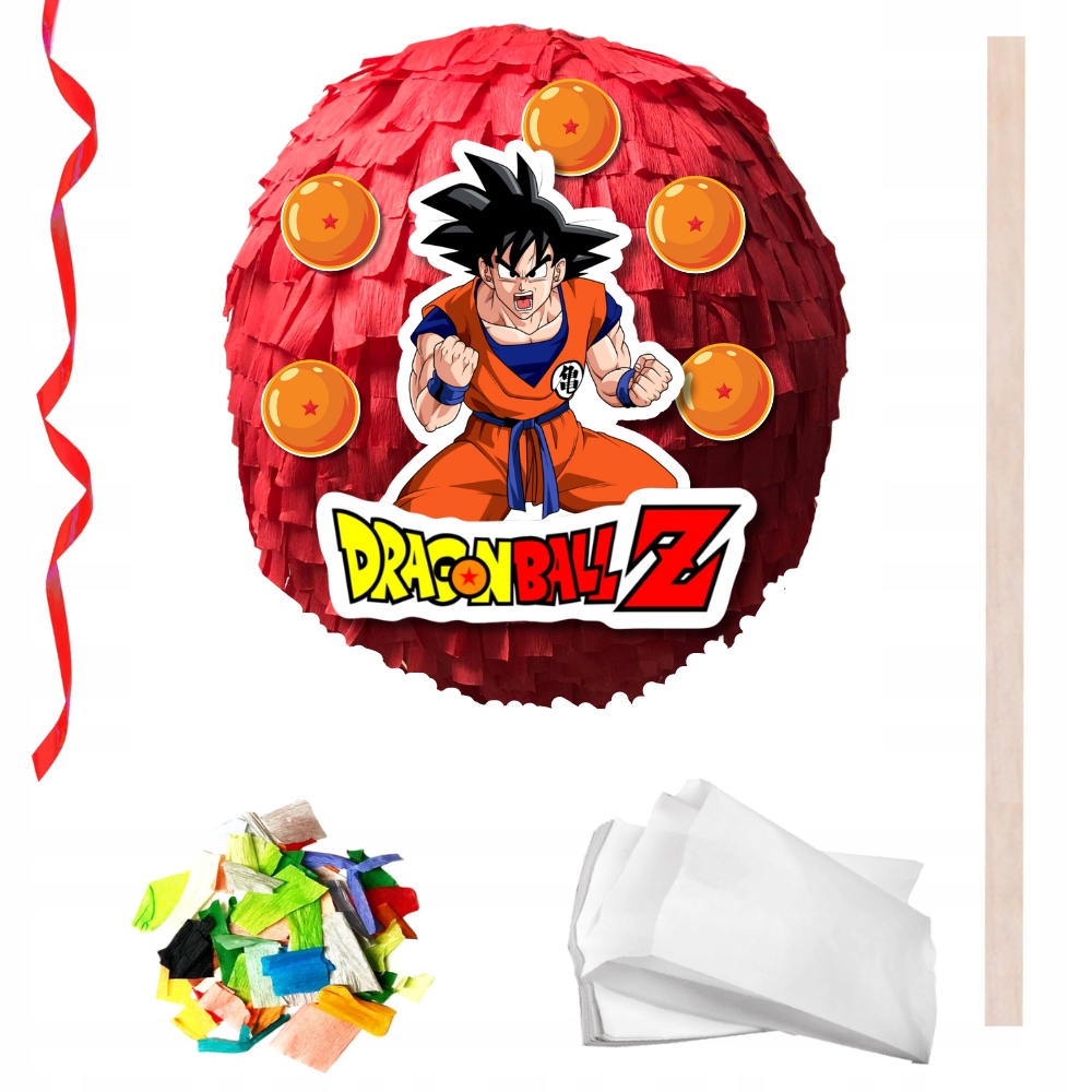 PINIATA Dragon BALL Songo 90 CM Kij Konfetti Torebki Wstążki