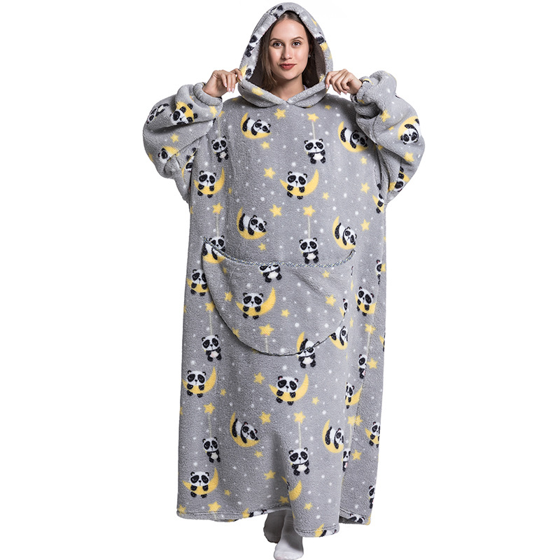 

Ciepła Bluza Koc Oversize Futrzak 2W1 Gruba Panda