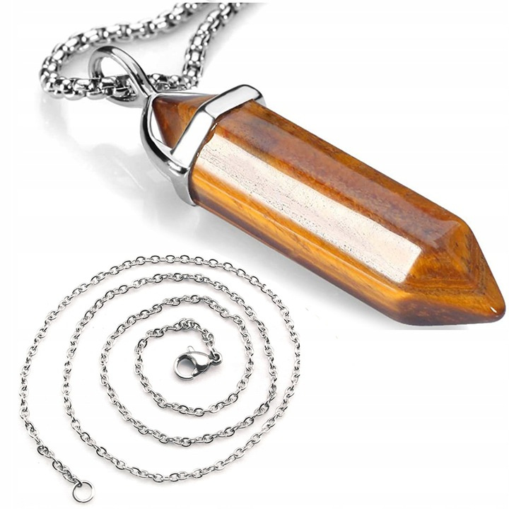 

Tygrysie Oko kamień Amulet Naszyjnik Wisior Stal