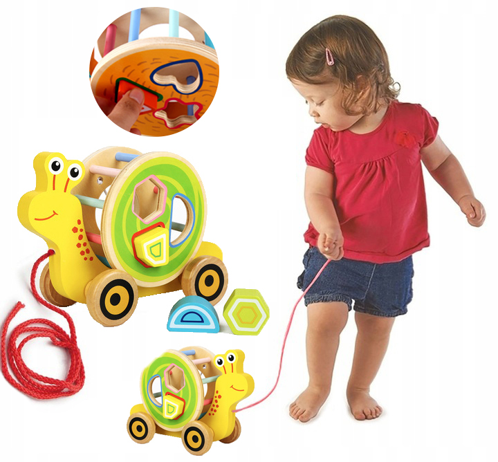 SORTER DREWNIANY NA SZNURKU INTERAKTYWNA ZABAWKA MOBILNA MONTESSORI Wiek dziecka 18 m +