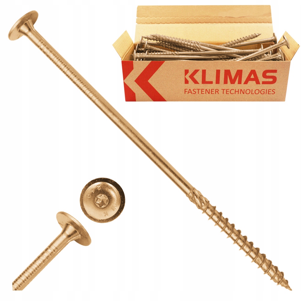 Tesařské Vruty Do Dřeva 8x280 Talířové Torx 50 Ks WKCP-08280 Klimas