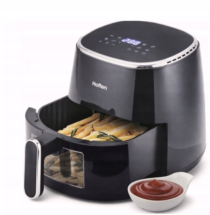 Air fryer frytkownica beztłuszczowa z okienkiem Hoffen, 1550 W, 5 l, czarna