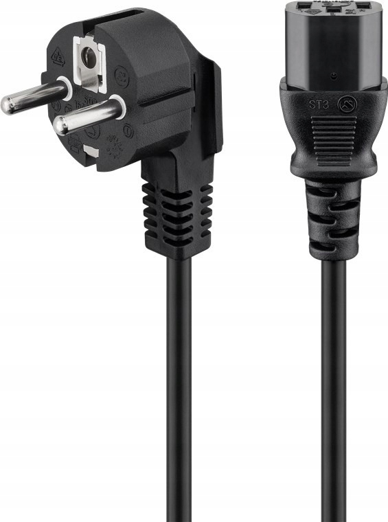 

Kabel zasilający kątowy typ F, czarny 3 m
